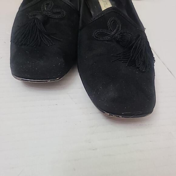 1990's Unisa Suede Black Tassled Loafer Kitten Block Heel Women's Size 6.5 Read - Picture 7 of 8